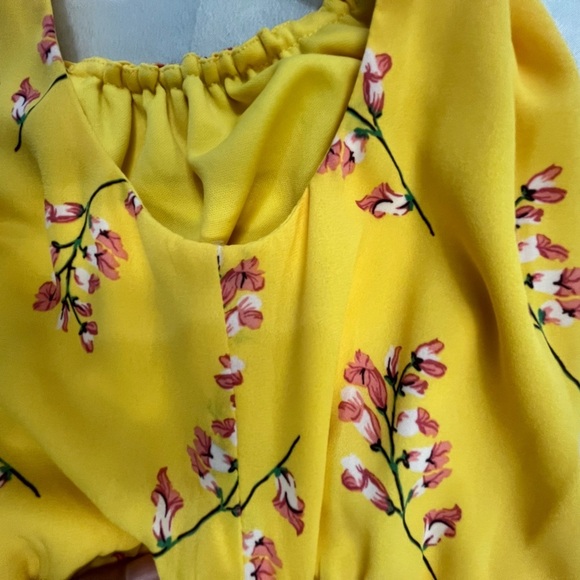 GB Girls Yellow Floral High Neck Halter Sundress with Asymmetrical Hem, Sz LG - Picture 9 of 16